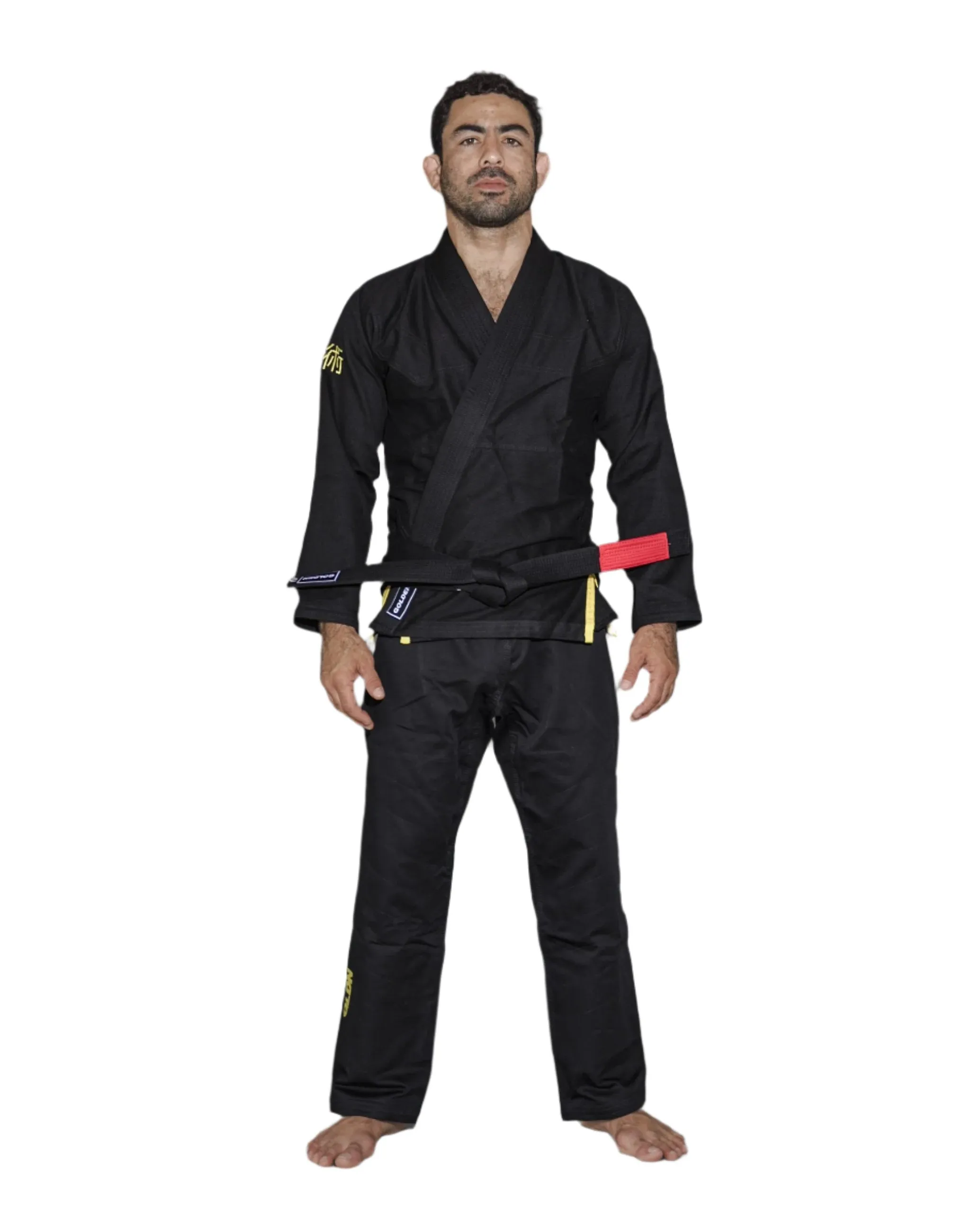 Kimono de Jiujitsu Golden Kids Light Negro/Amarillo- 100% Algodón