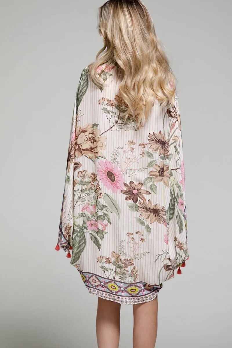Kimono Duster with Spring Flower Cocoon Style