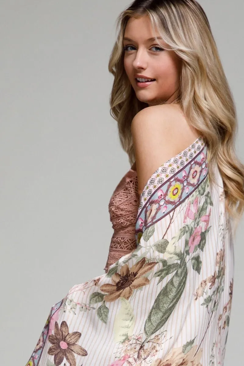 Kimono Duster with Spring Flower Cocoon Style