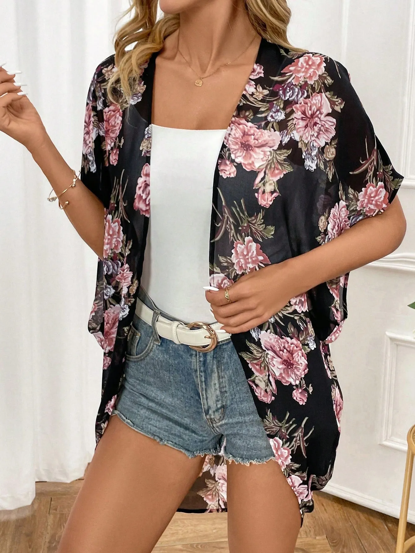 Kimono Floral Clásico para Mujer