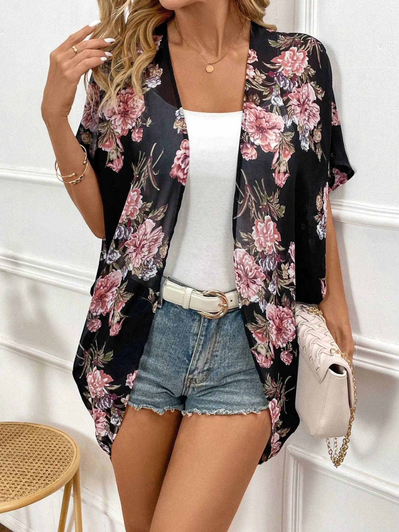 Kimono Floral Clásico para Mujer