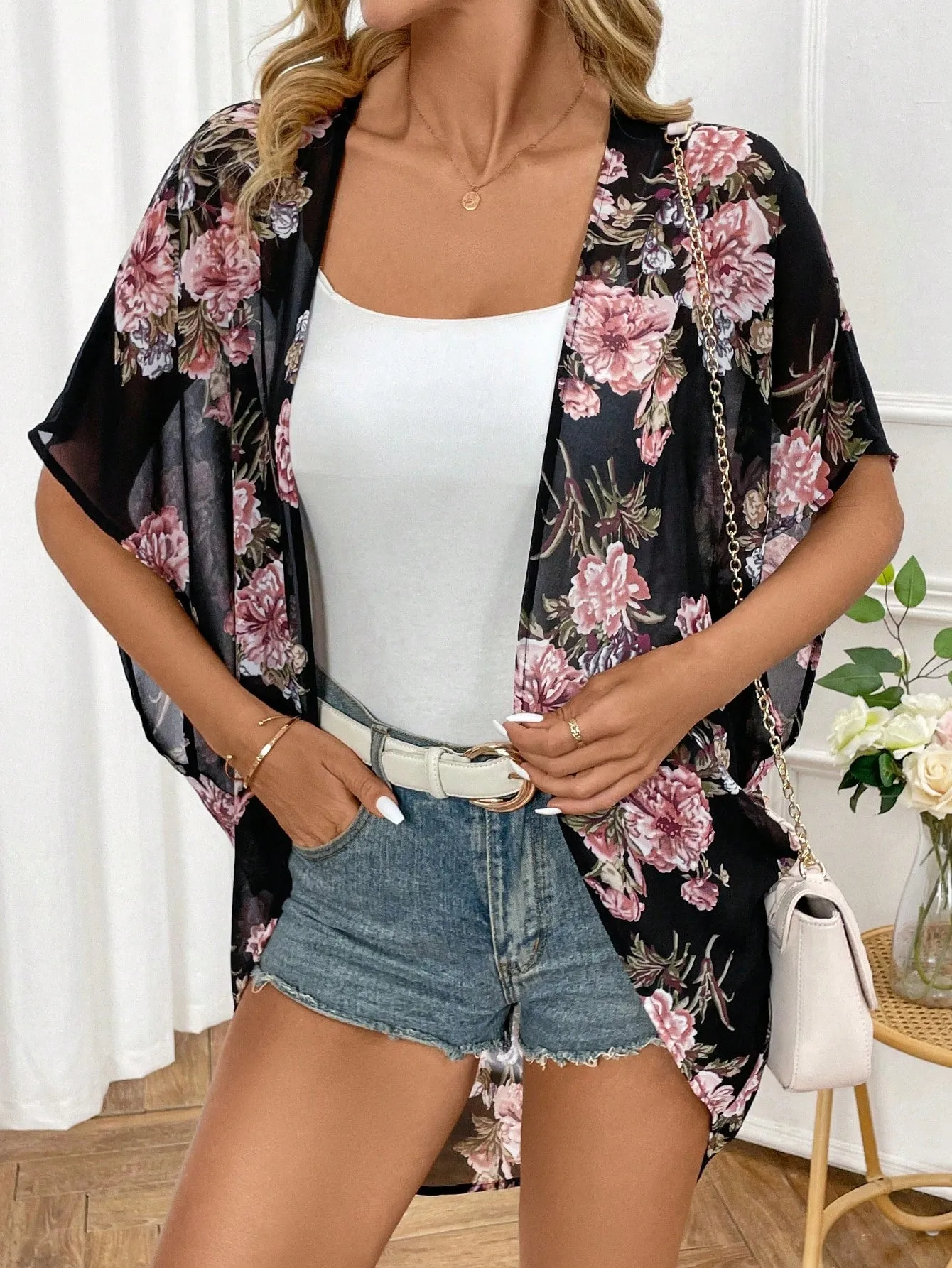 Kimono Floral Clásico para Mujer