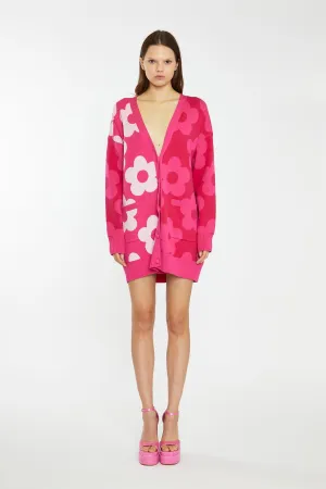 LADIES CARDIGAN / PINK FLOWER