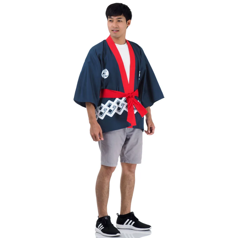 Light Blue Japanese Happi Kimono Jacket Aoi Breeze