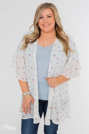 Light Spring Breeze Floral Kimono- Ivory