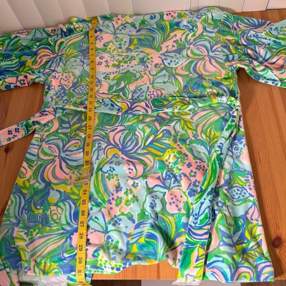 Lilly Pulitzer Elaine Robe Velour Short Robe Plush Velour Floral S/M