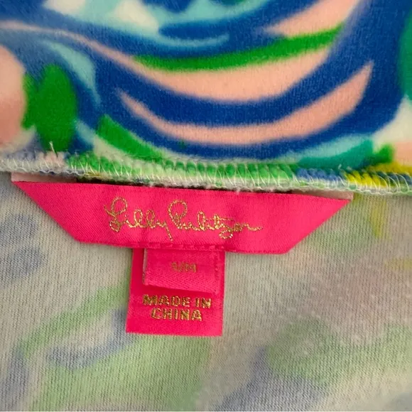 Lilly Pulitzer Elaine Robe Velour Short Robe Plush Velour Floral S/M