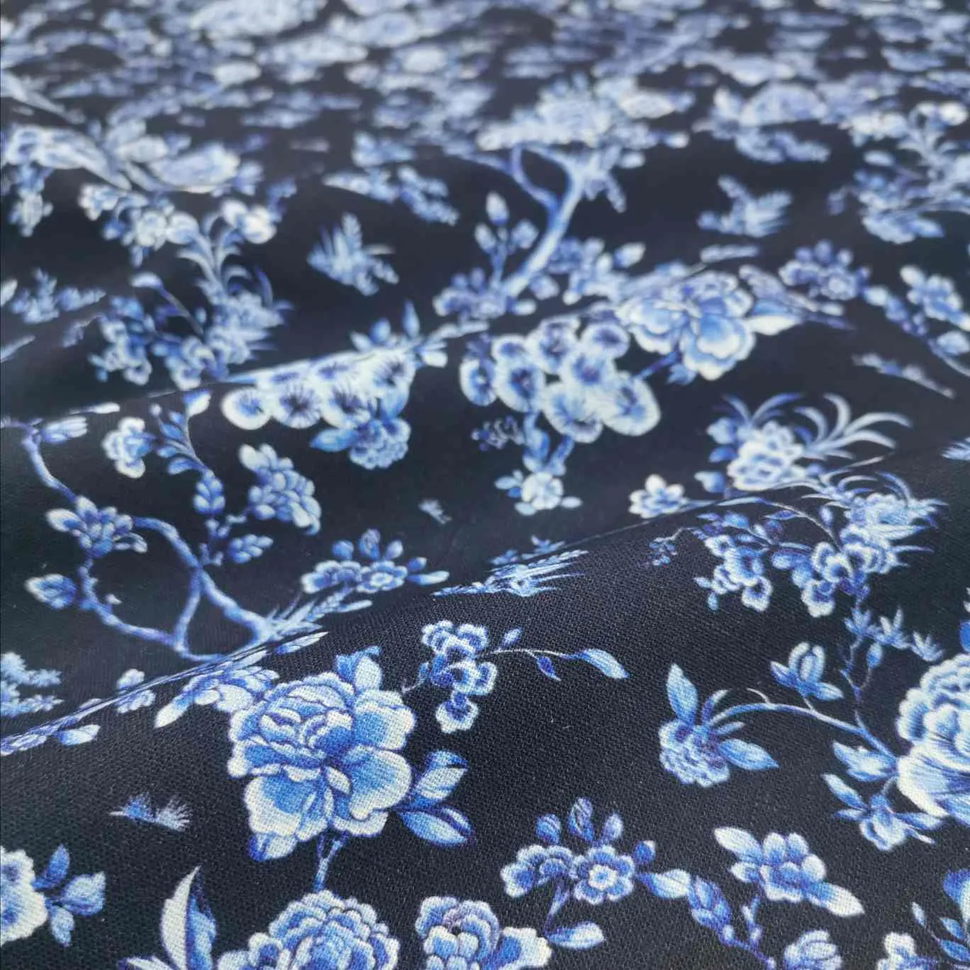 Linen Cotton, Porcelain Toile, Navy