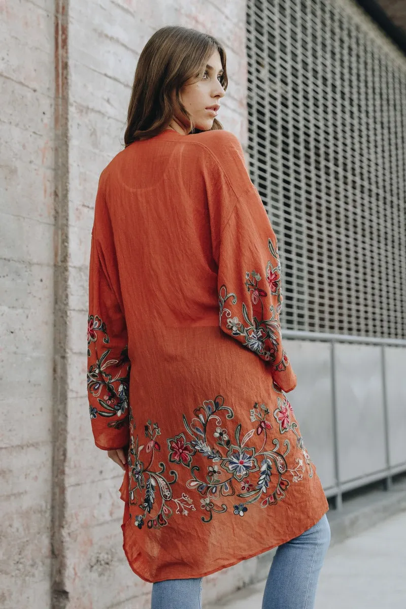 Long Floral Kimono Cardigan - 7 colors