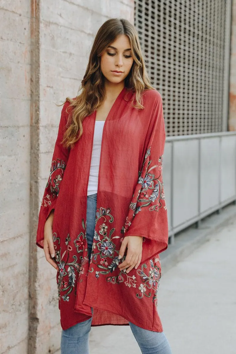 Long Floral Kimono Cardigan - 7 colors