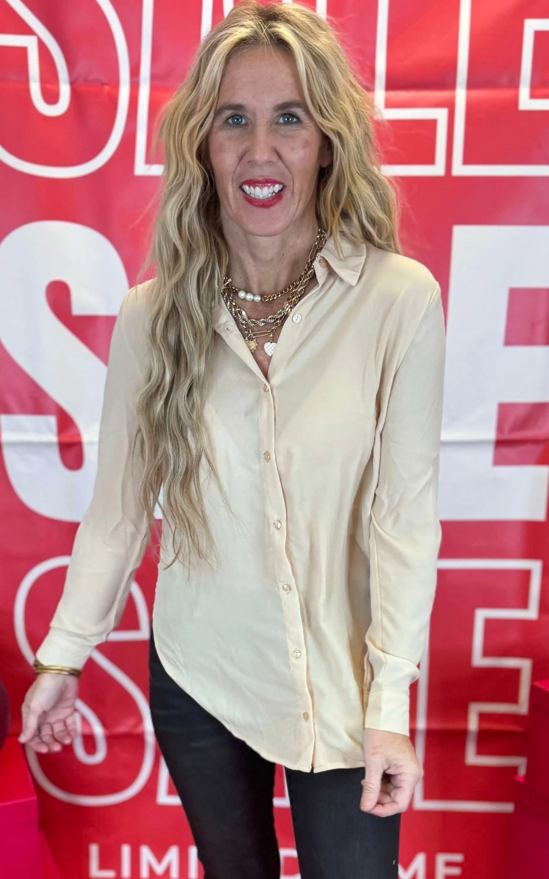 Long Sleeve Chiffon Blouse* - Final Sale