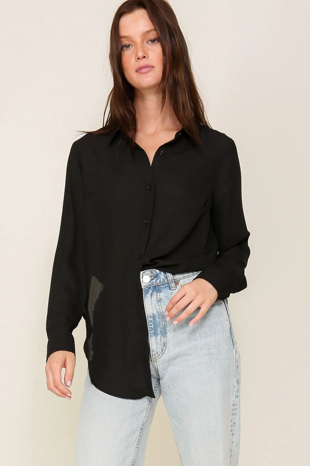 Long Sleeve Chiffon Blouse* - Final Sale