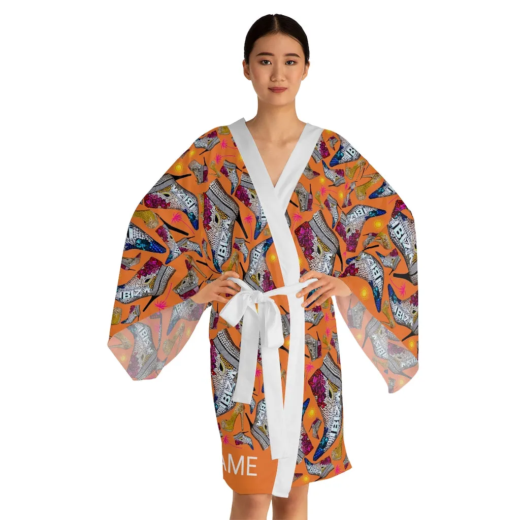 Long Sleeve Kimono Robe 'Neon Island'