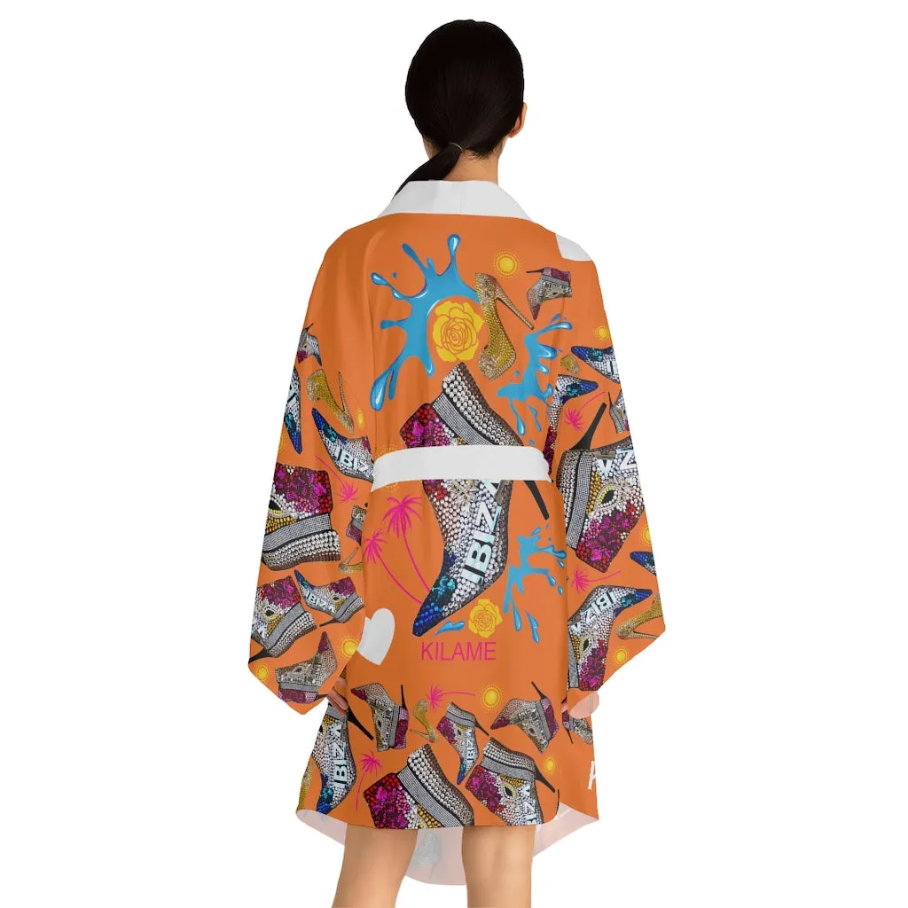Long Sleeve Kimono Robe 'Neon Island'