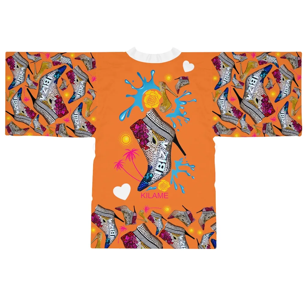 Long Sleeve Kimono Robe 'Neon Island'