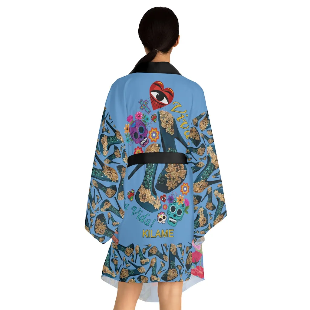 Long Sleeve Kimono Robe 'Viva la vida'
