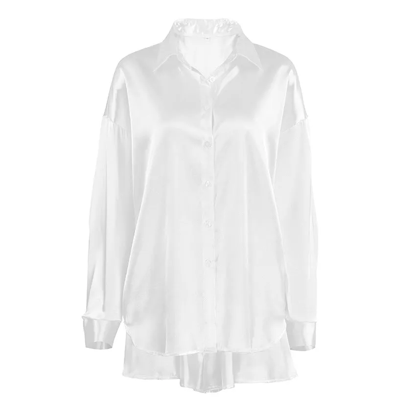 Long Sleeve Satin Cardigan Shorts Two Piece Pajamas Set