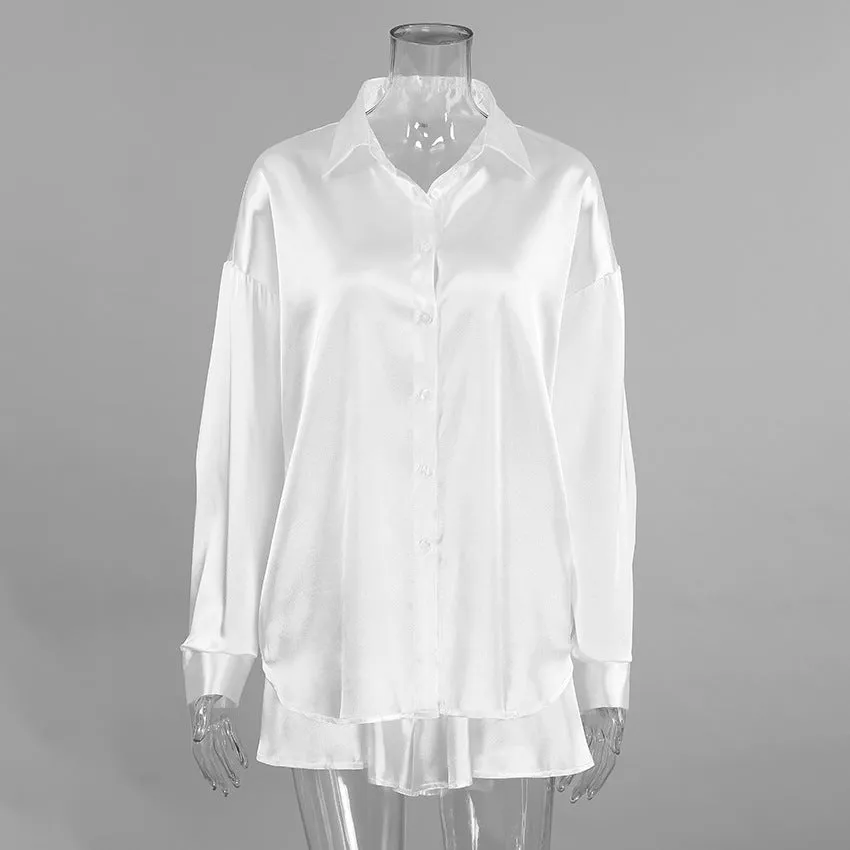 Long Sleeve Satin Cardigan Shorts Two Piece Pajamas Set