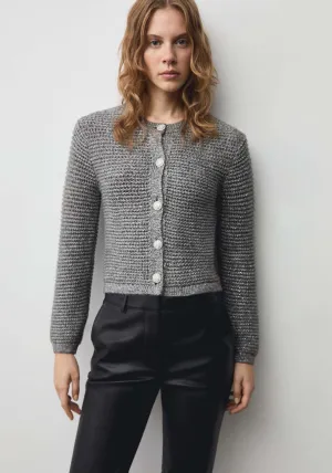 Long sleeve short buttoned cardigan - Grey