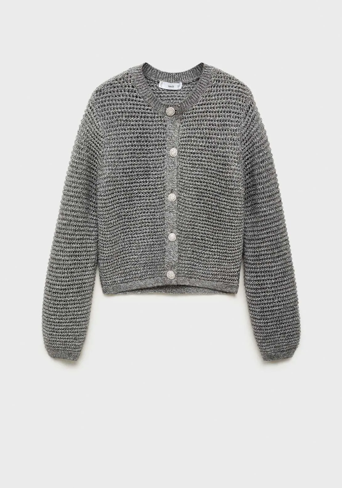 Long sleeve short buttoned cardigan - Grey