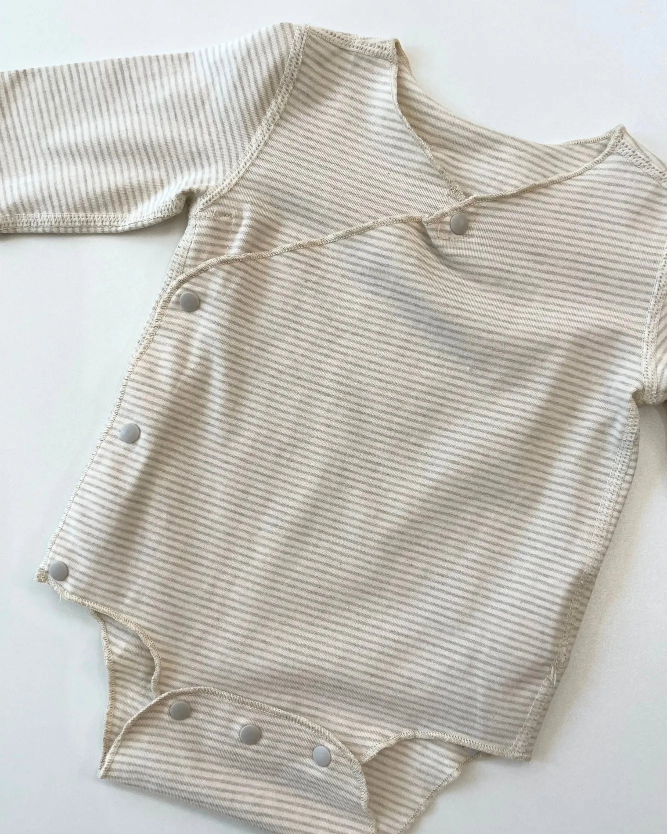 Long Sleeve Snap-on Kimono Bodysuits Bundle (Pack of 2, Blue Stripe & Light Grey Stripe)