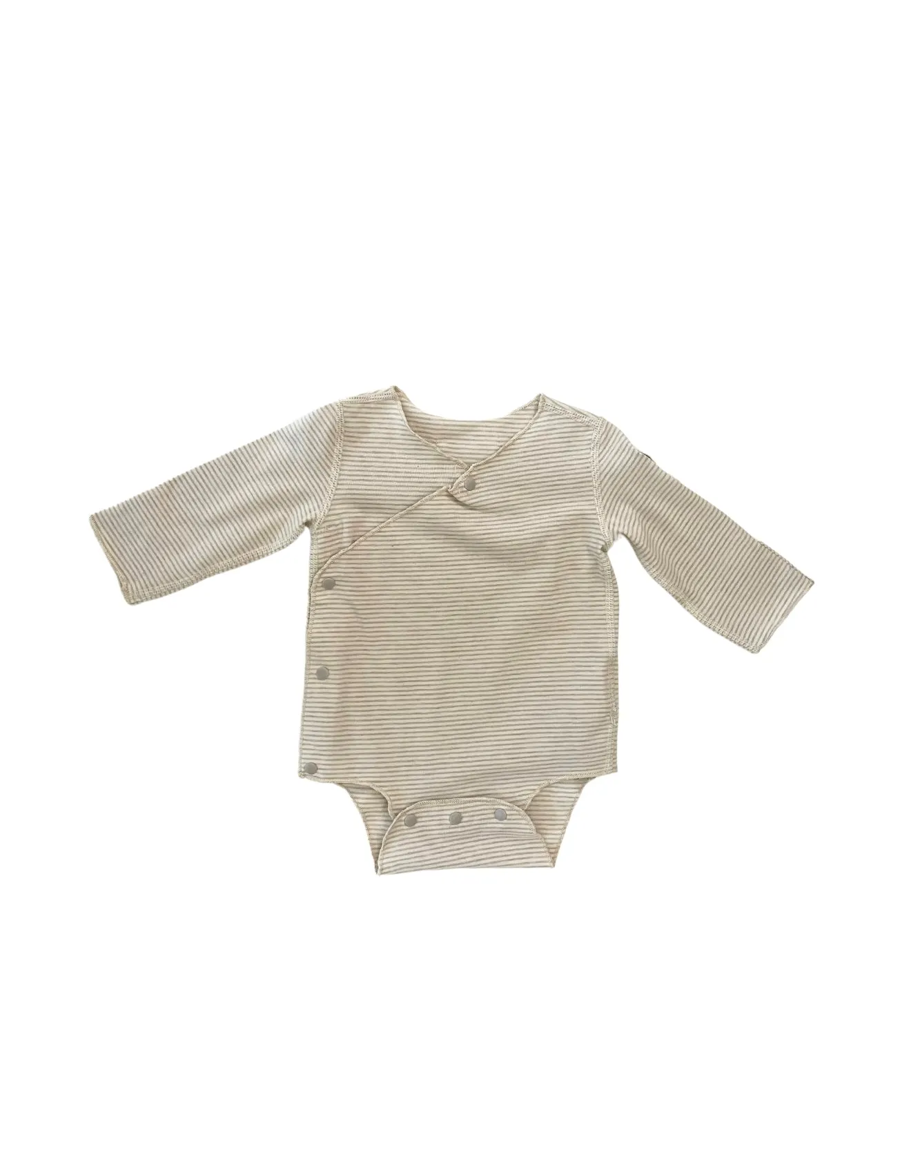 Long Sleeve Snap-on Kimono Bodysuits Bundle (Pack of 2, Blue Stripe & Light Grey Stripe)