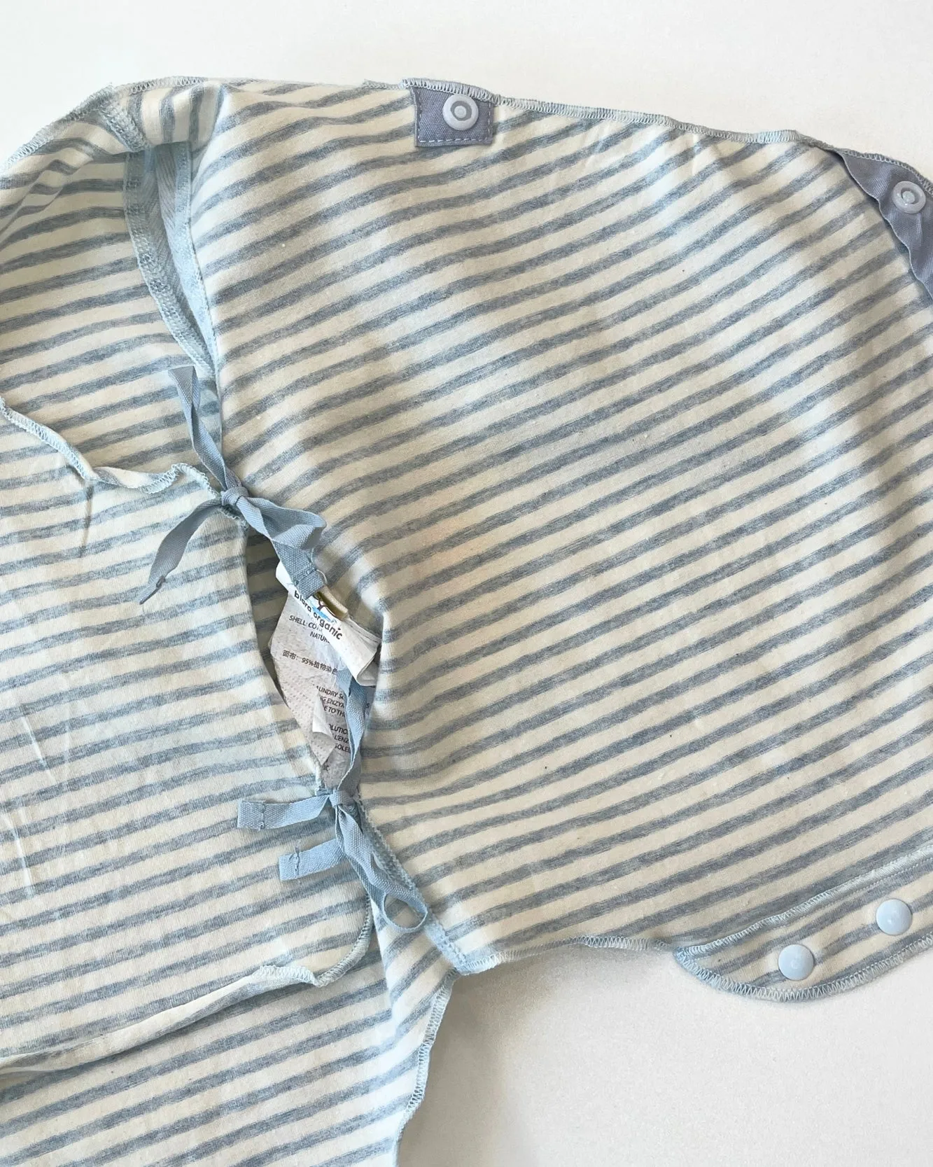 Long Sleeve Snap-on Kimono Bodysuits Bundle (Pack of 2, Blue Stripe & Light Grey Stripe)