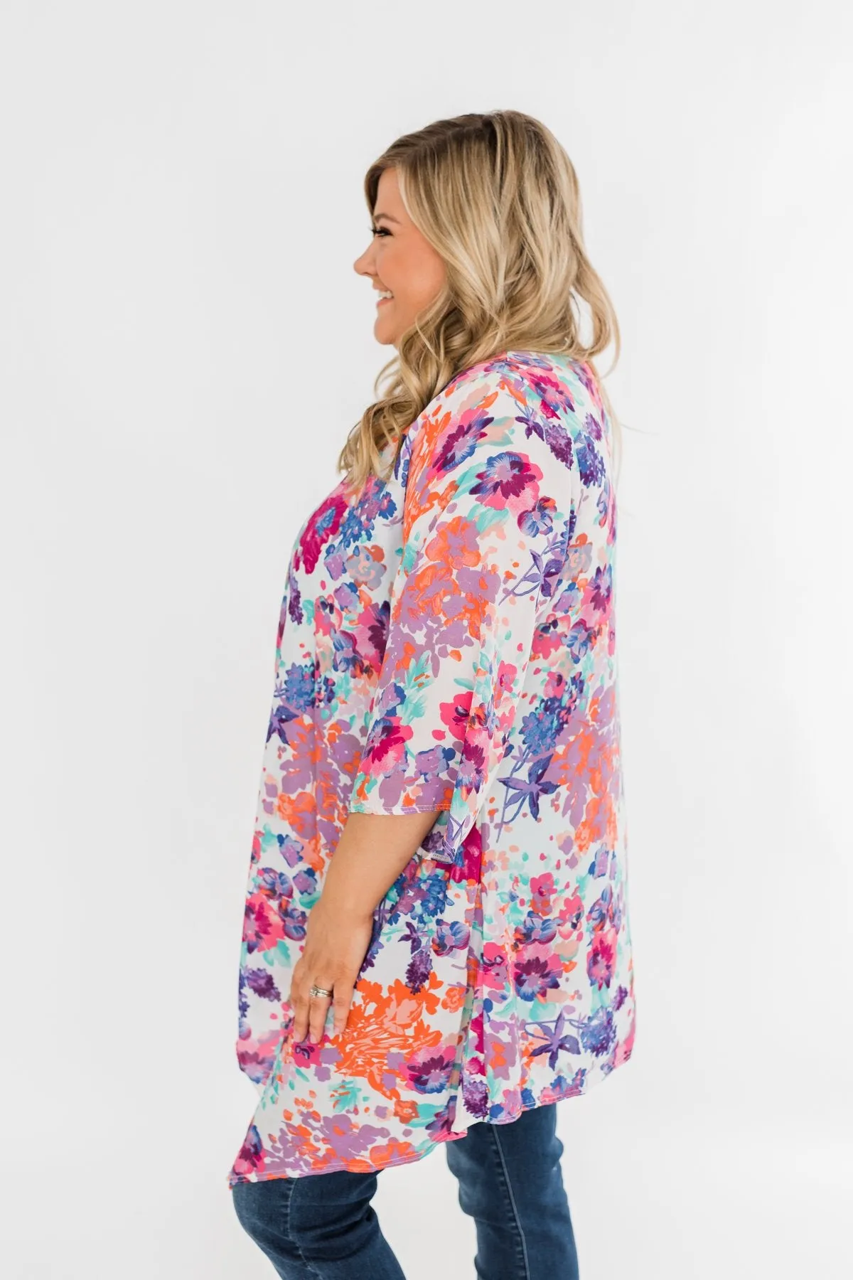 Longing For Your Love Floral Kimono- Multi-Color
