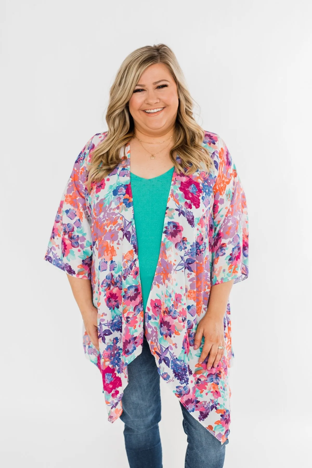 Longing For Your Love Floral Kimono- Multi-Color
