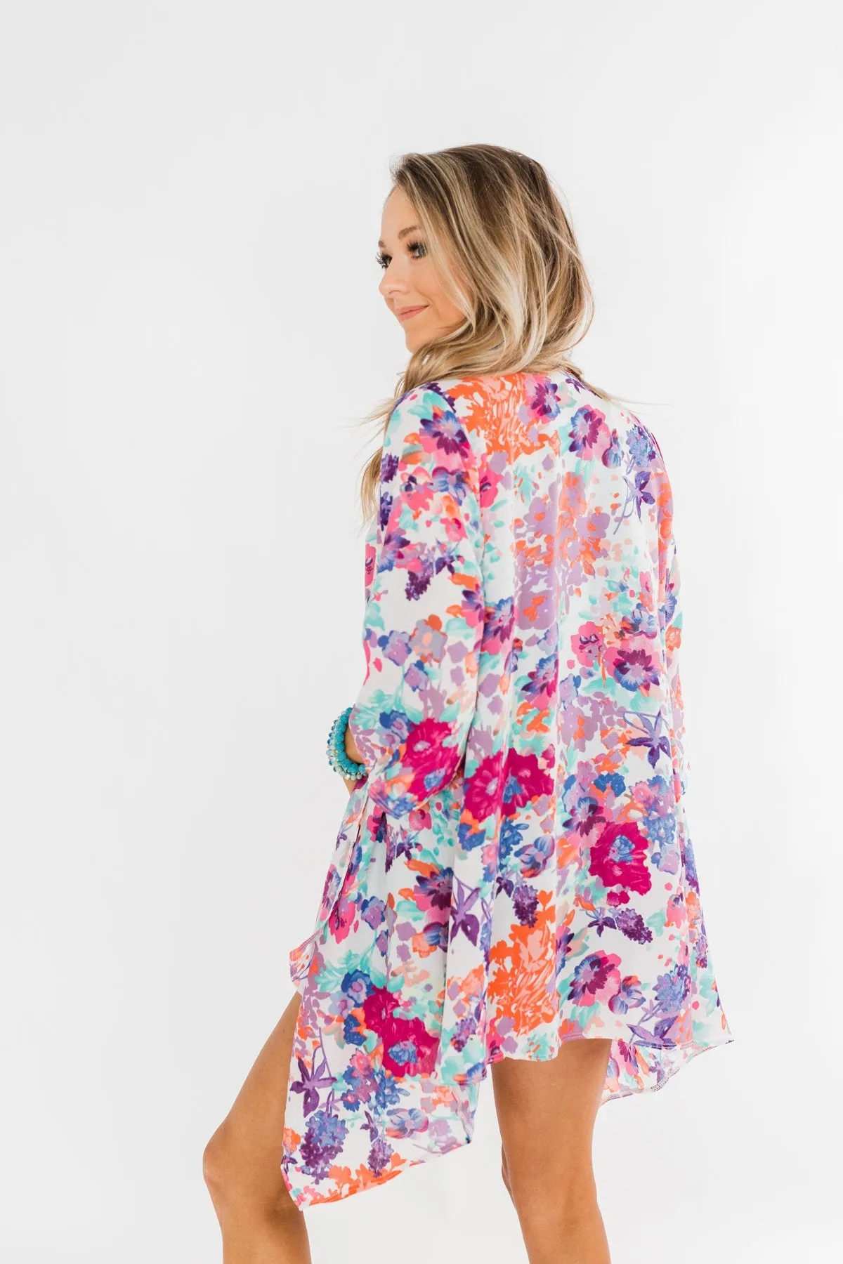 Longing For Your Love Floral Kimono- Multi-Color