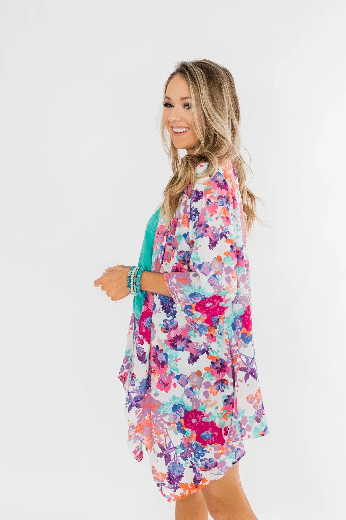Longing For Your Love Floral Kimono- Multi-Color