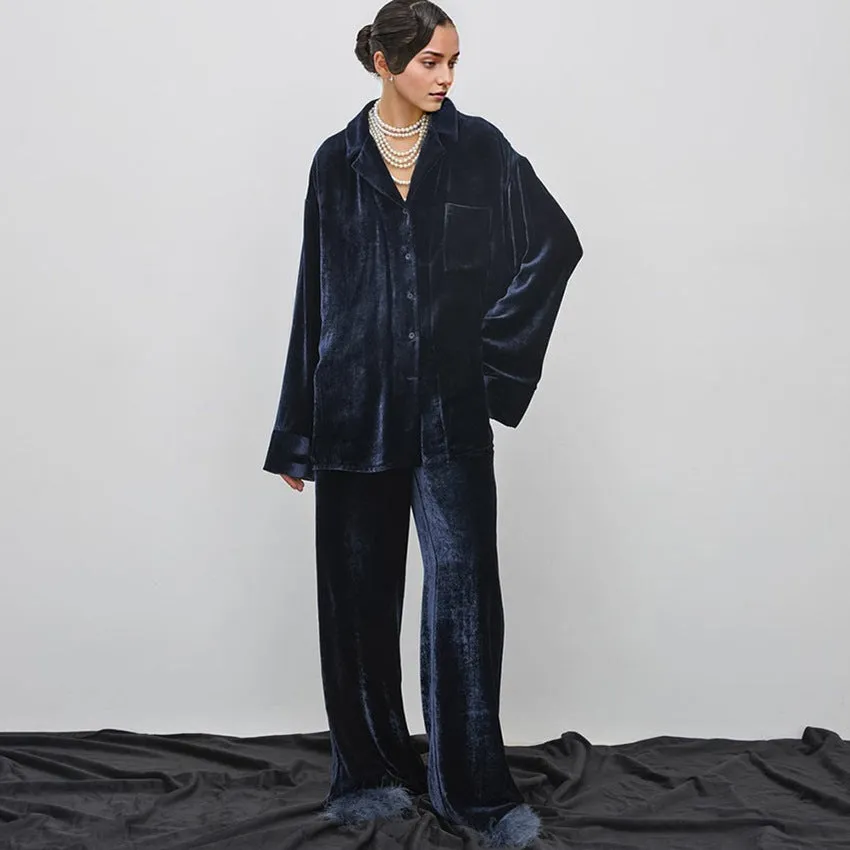 Loose Long Sleeved Casual Cardigan Pajamas