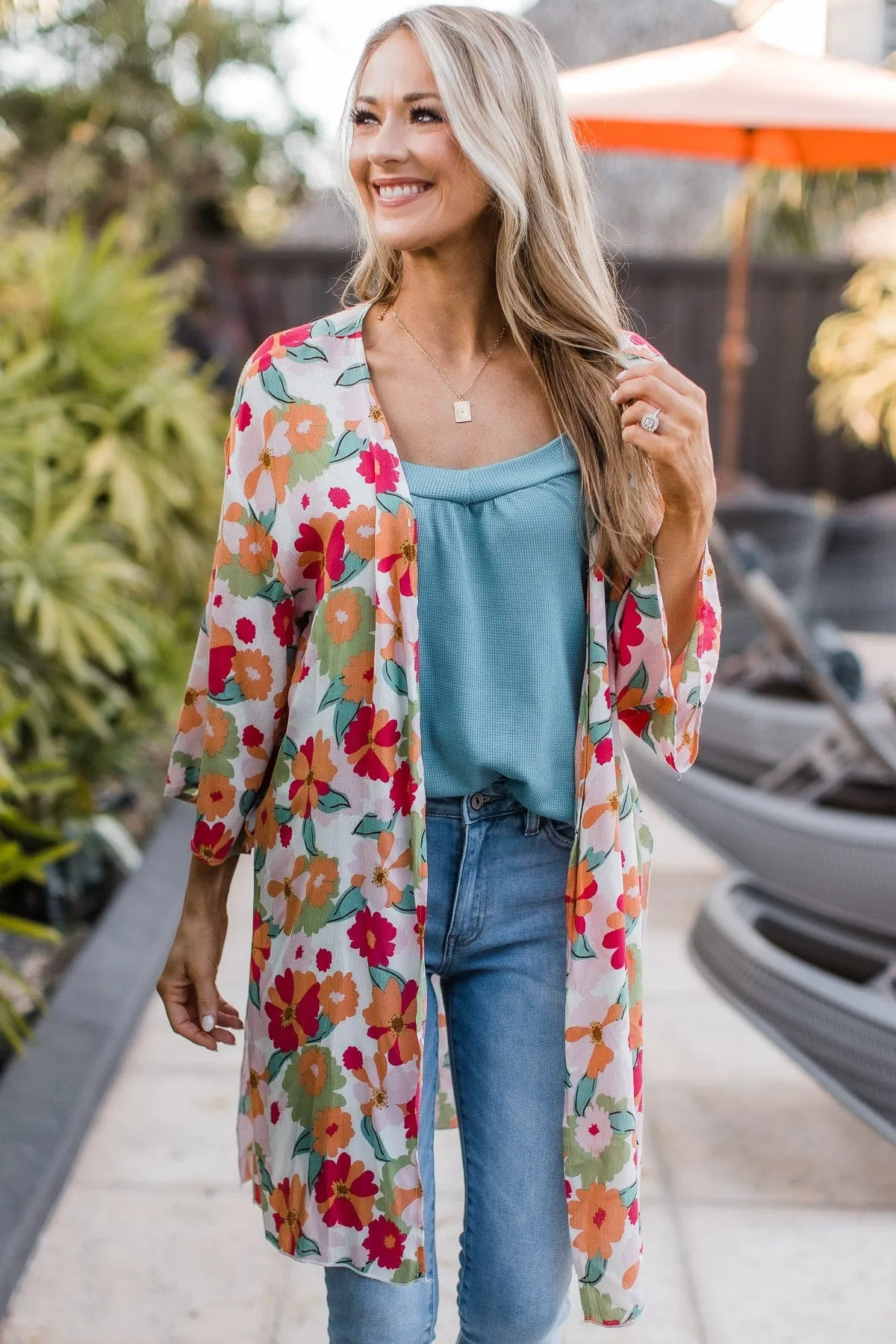 Lovely Days Ahead Floral Kimono- Ivory