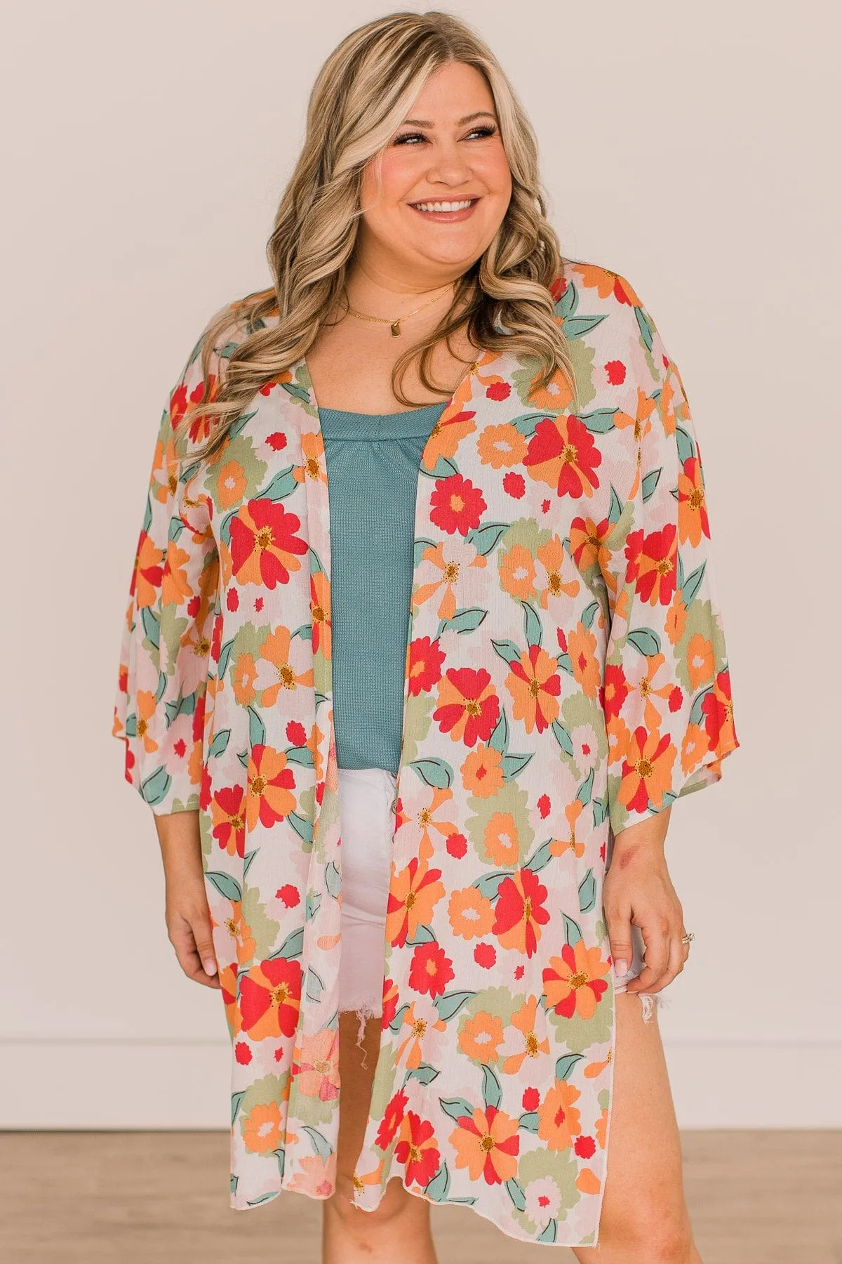 Lovely Days Ahead Floral Kimono- Ivory