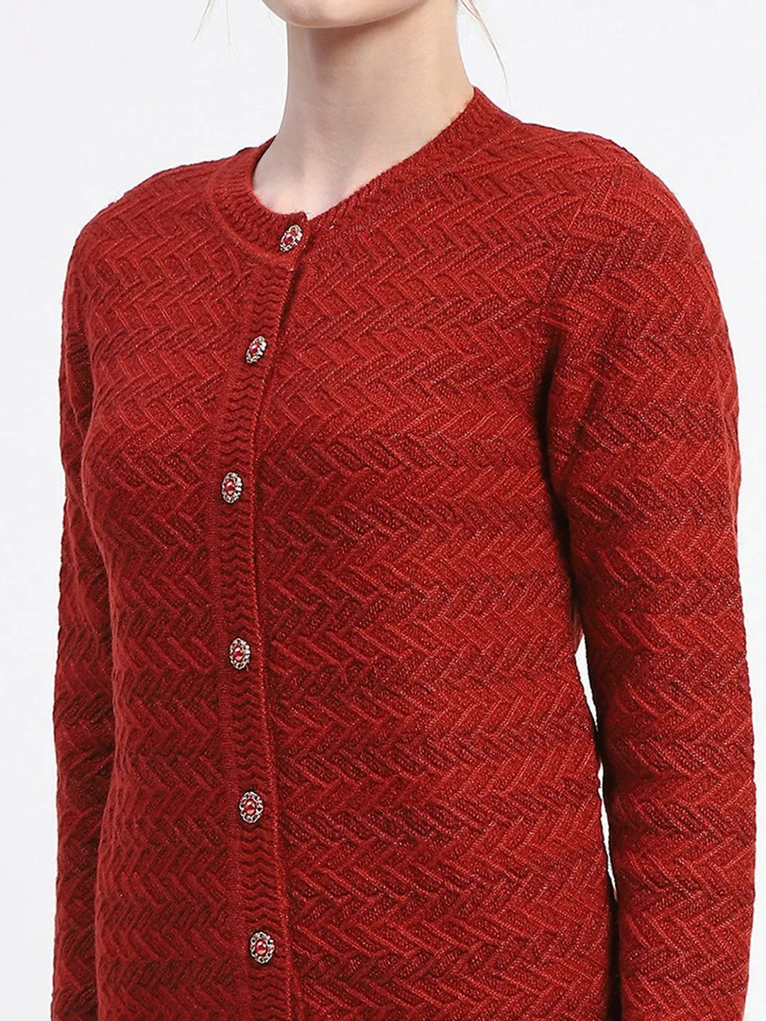 Madame Rust Cable Knit Button Down Cardigan