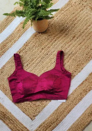 Magenta Raw Silk Sleeveless Blouse