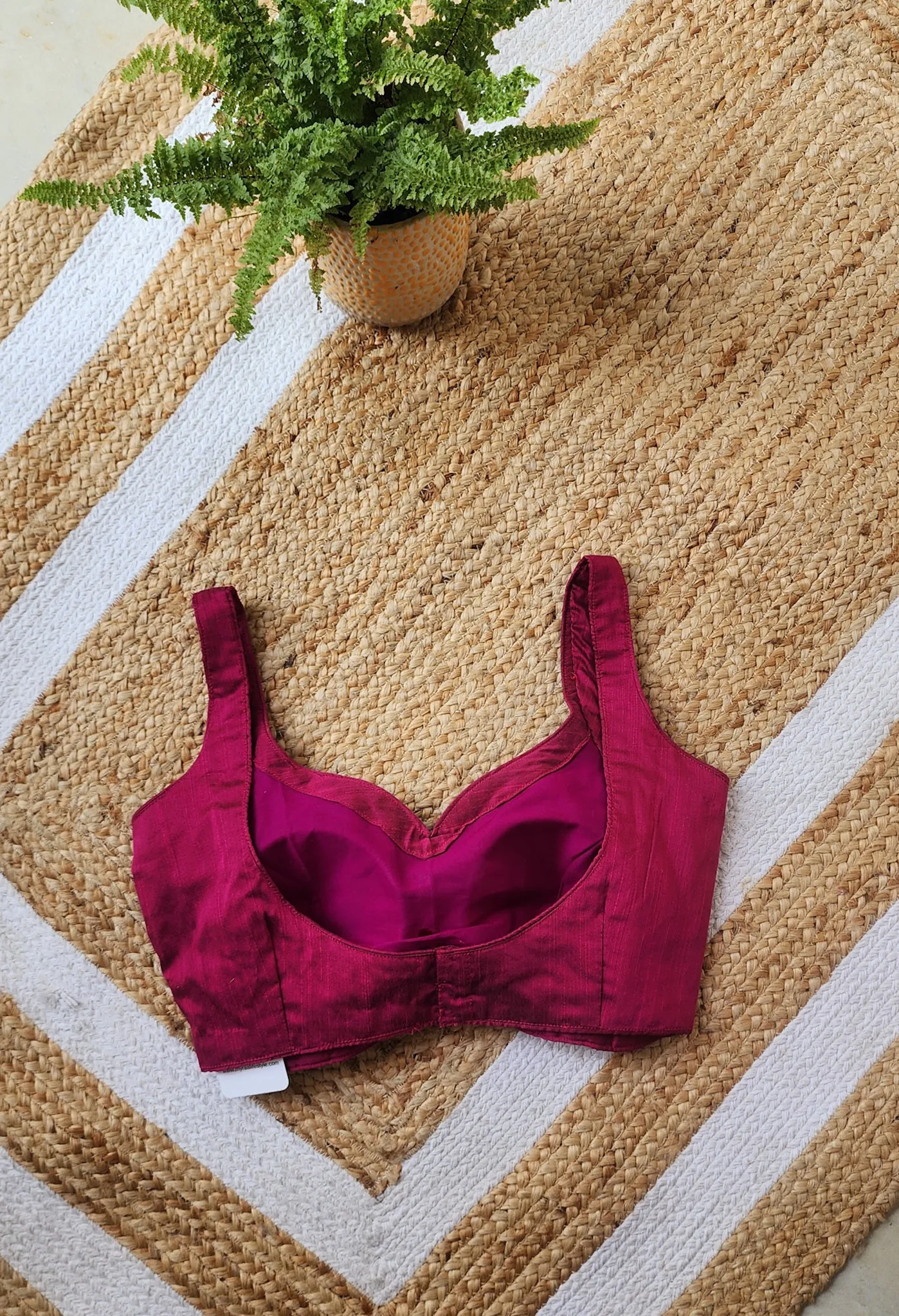 Magenta Raw Silk Sleeveless Blouse