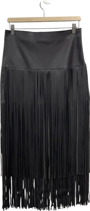 MANGO Brown Fringe Faux Leather High Waist Skirt UK 10