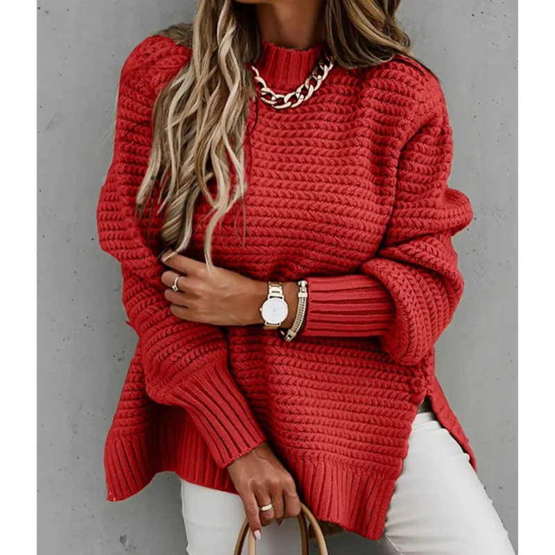 Marilyn - Solid Color Drawstring Woman's Knit Sweater