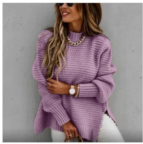 Marilyn - Solid Color Drawstring Woman's Knit Sweater