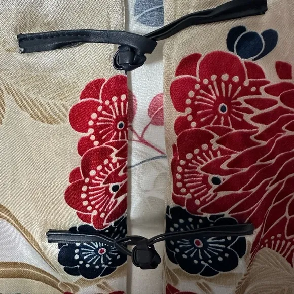 Marina Rinaldi Floral Satin Kimono Top Jacket Asian Inspired
