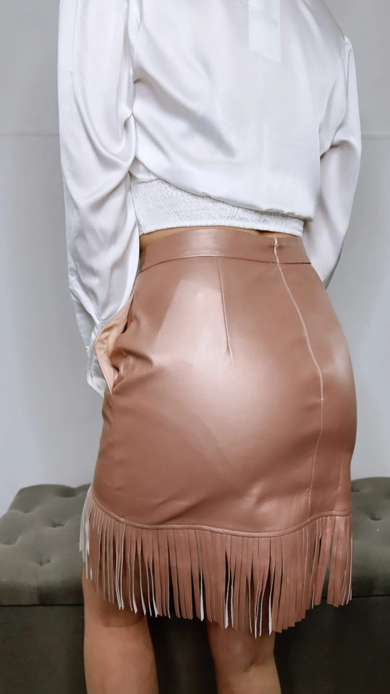 Marla Pink Fox Leather Skirt