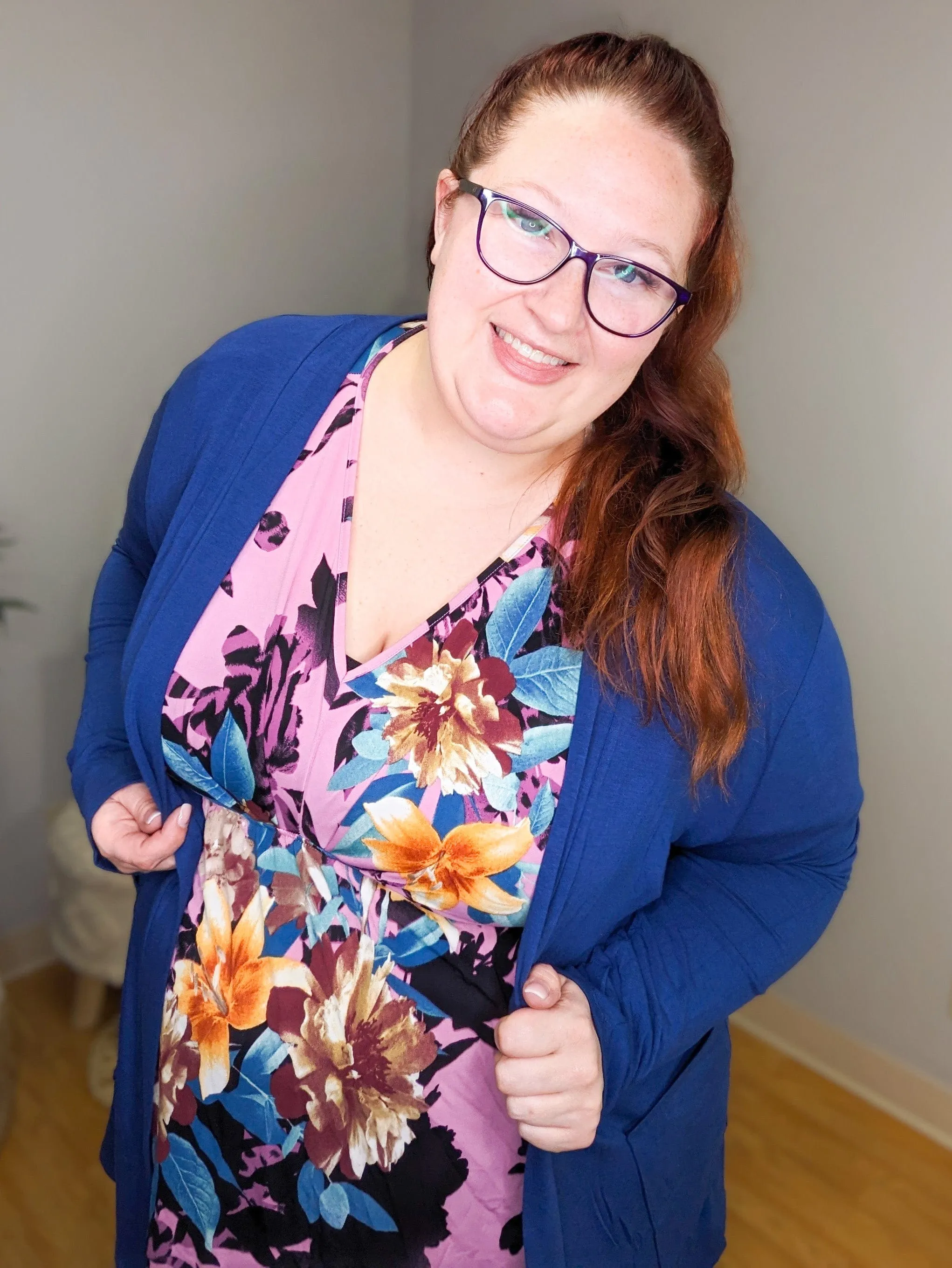 McKenna Dark Orchid Floral Kimono Sleeve Top