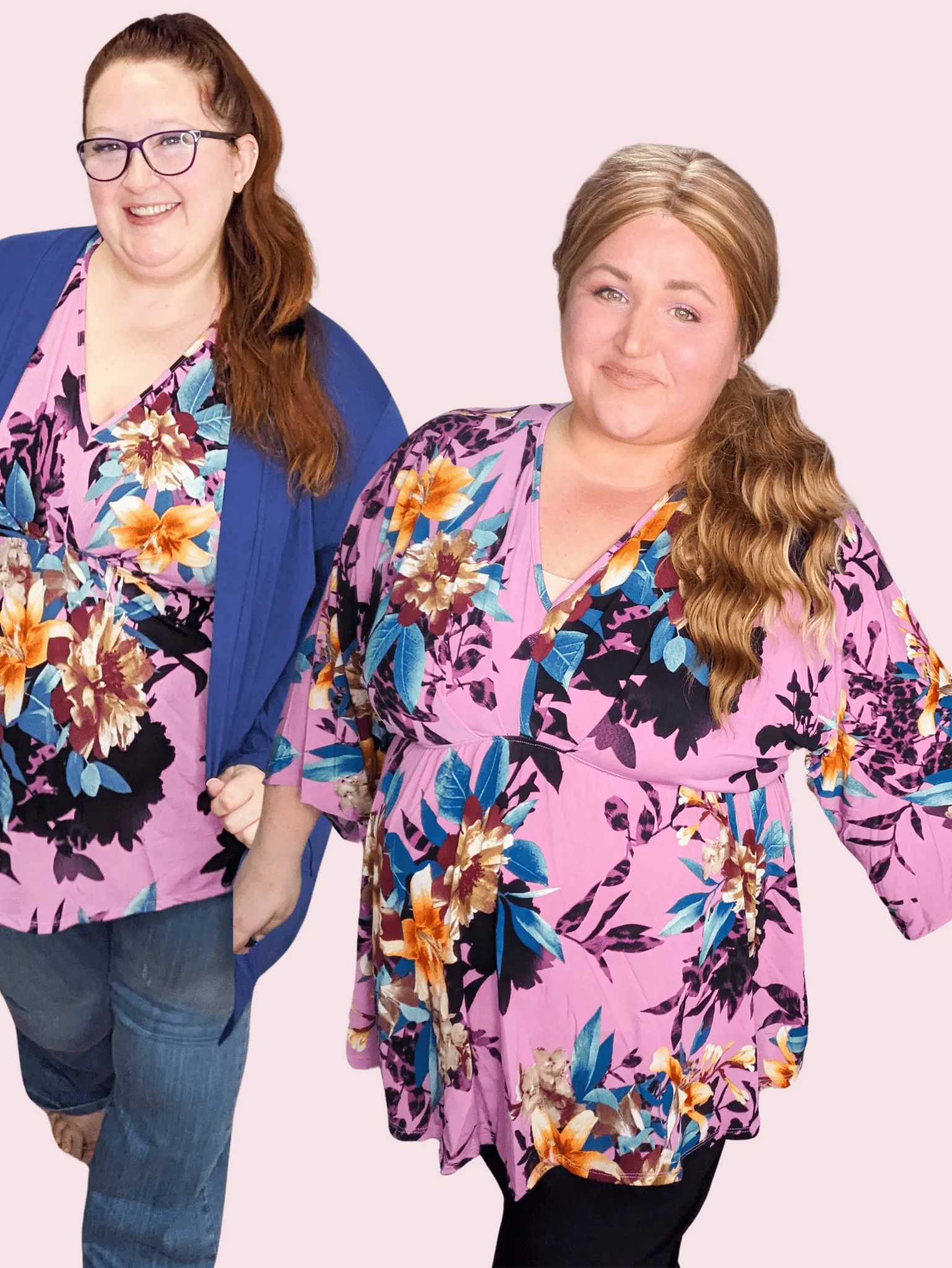 McKenna Dark Orchid Floral Kimono Sleeve Top