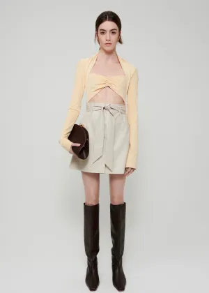 Meda Vegan Leather Belted Mini (Creme)