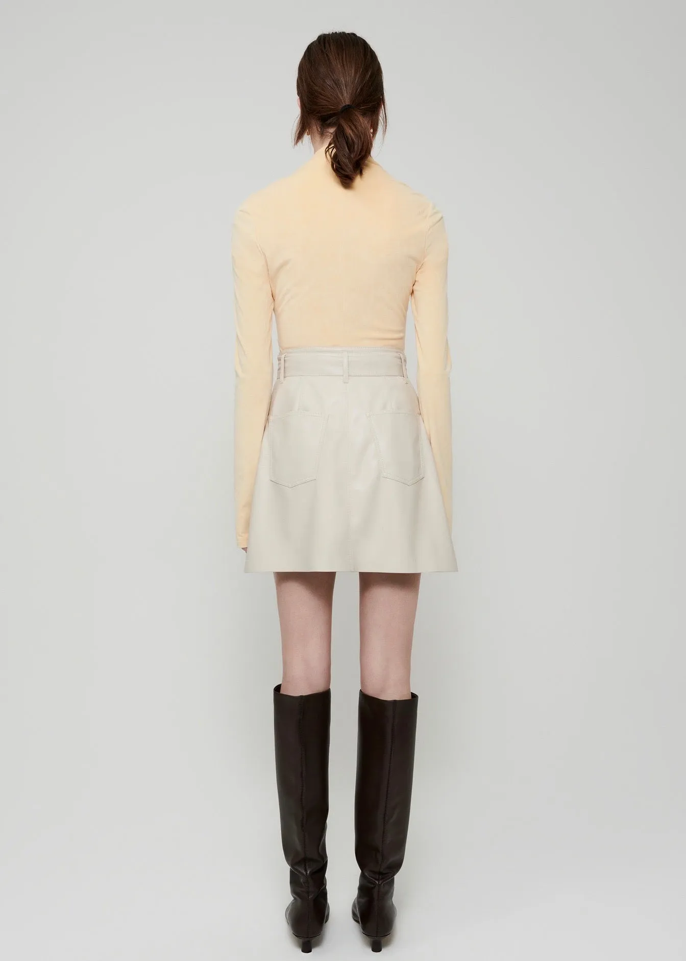 Meda Vegan Leather Belted Mini (Creme)