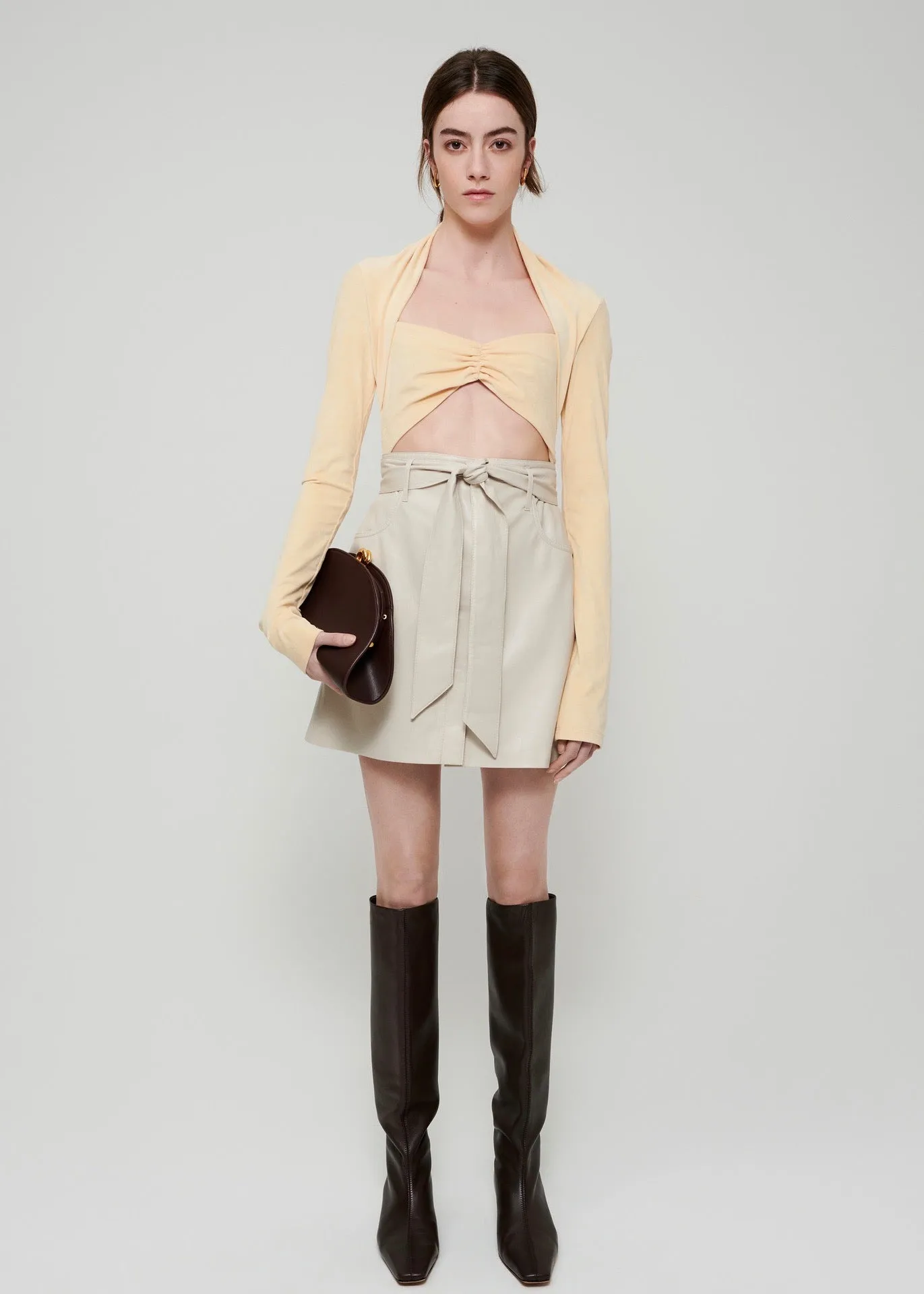 Meda Vegan Leather Belted Mini (Creme)