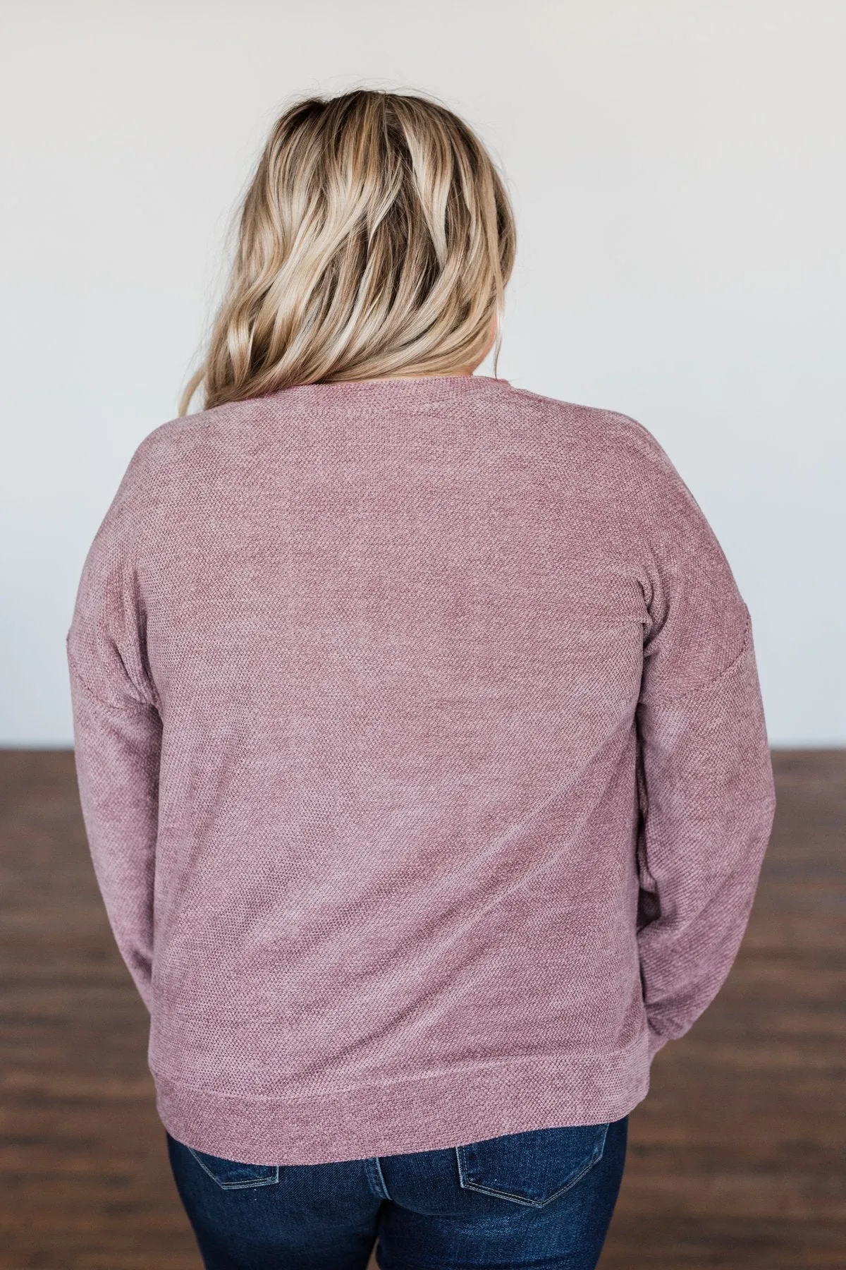 Meet Me By The Fireside Knit Sweater- Mauve Purple