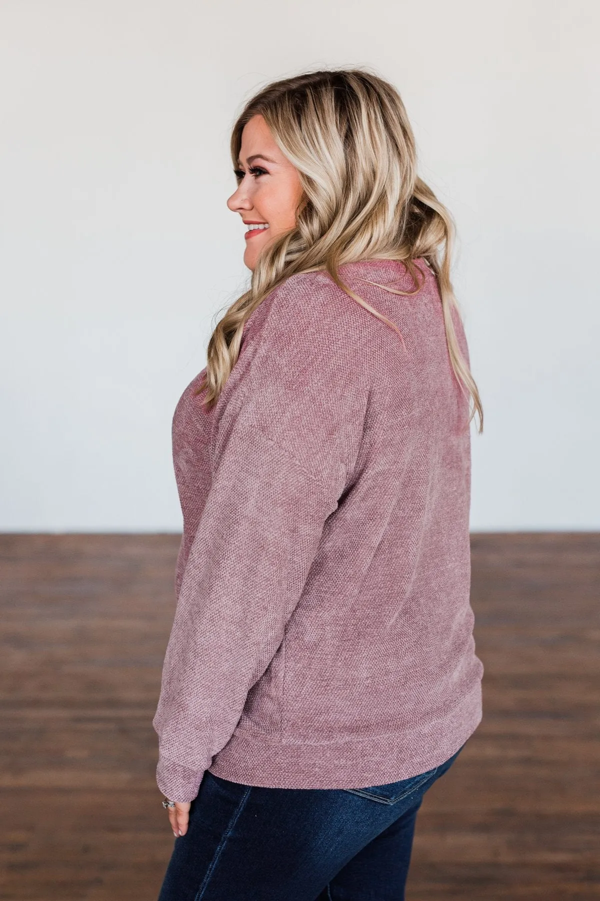 Meet Me By The Fireside Knit Sweater- Mauve Purple