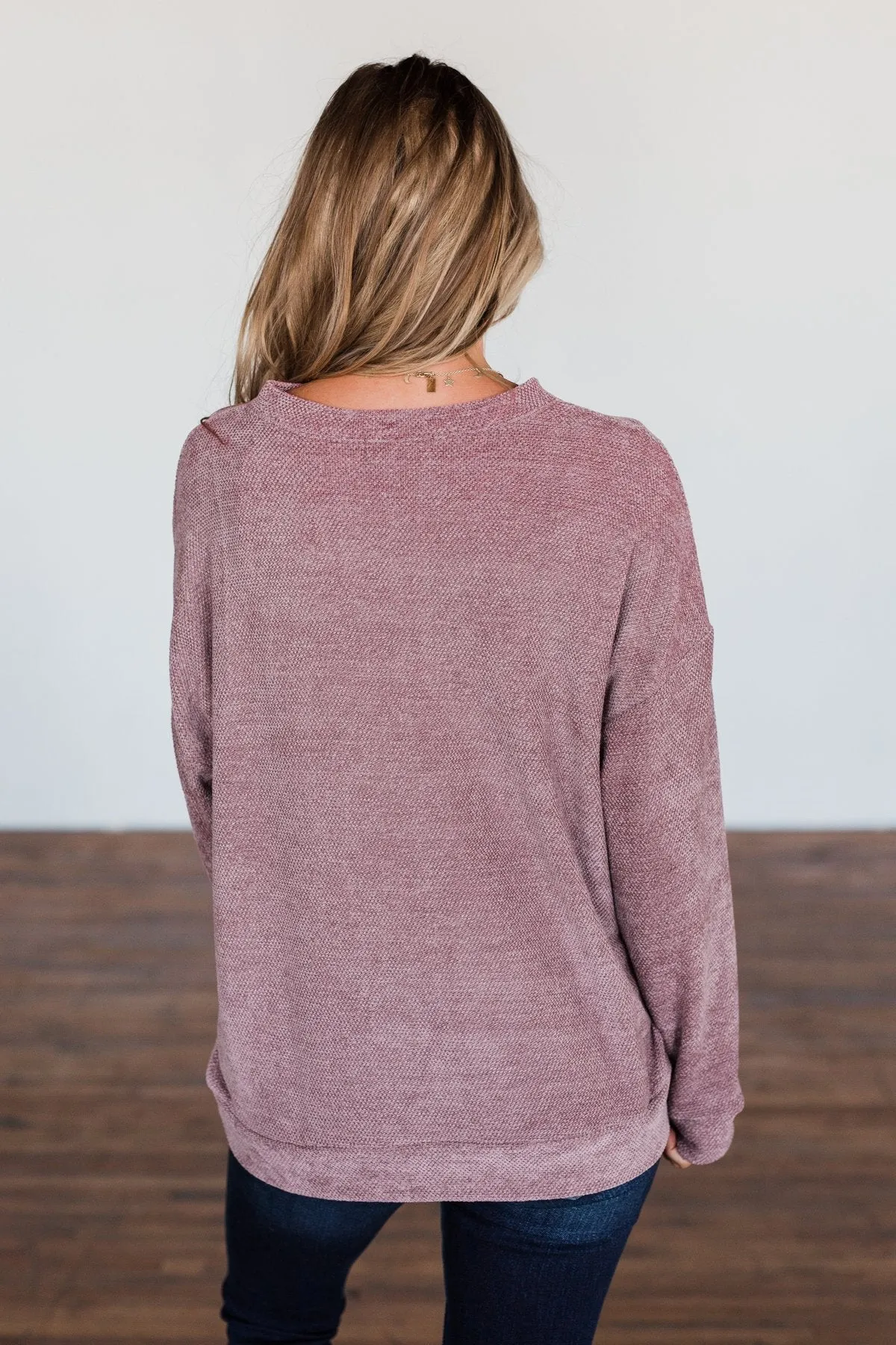 Meet Me By The Fireside Knit Sweater- Mauve Purple
